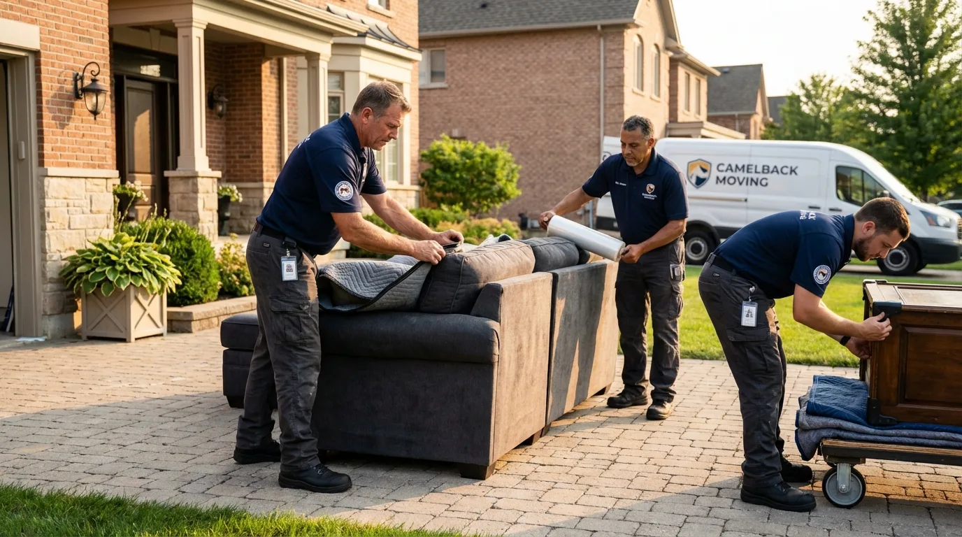 Large estate moving crew wrapping furniture in Cerro Gordo, IL