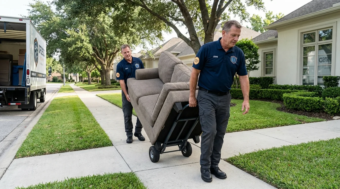 Local residential moving crew loading furniture in Cerro Gordo, IL