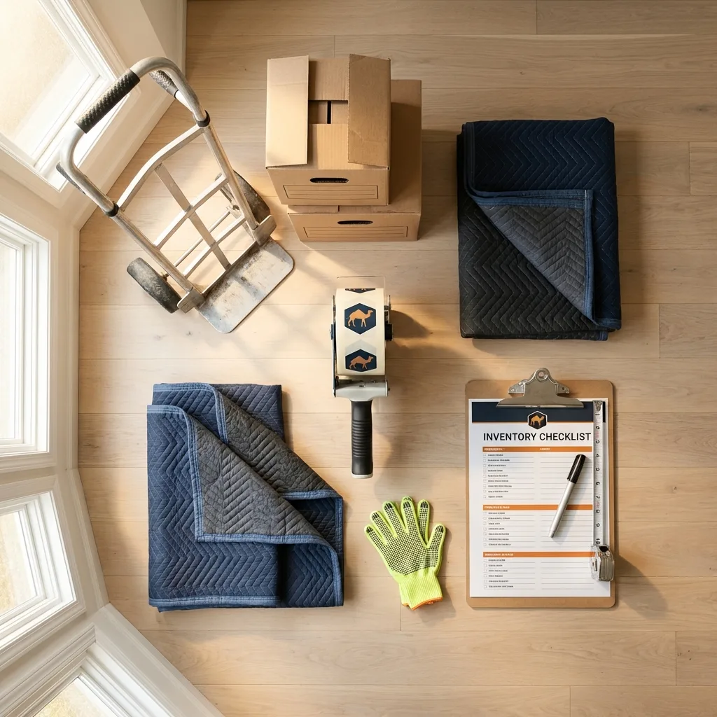 Professional moving supplies and packing materials layout for Cerro Gordo residential relocations