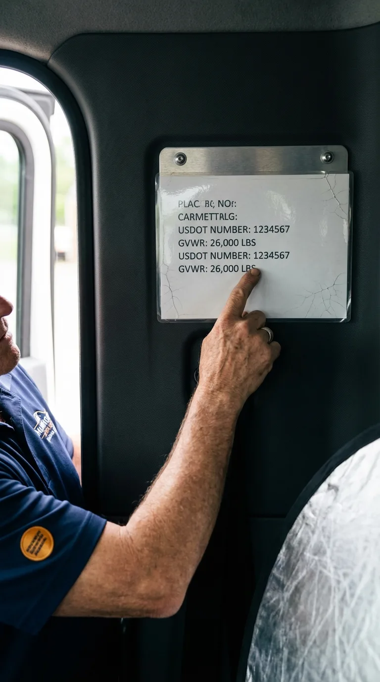 USDOT licensing placard verification in Cerro Gordo